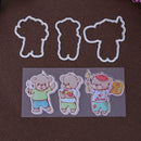 3pcs Bear Silicone Clear Stamp + Cutting Dies Stencil Frame Scrapbook Craft