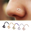 5Pcs Stainless Steel Heart Piercing Nose Ring Nose Stud Rings Body Jewelry S Hn