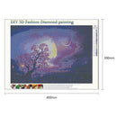 5D DIY Full Drill Diamond Painting Pink Tree Night Cross Stitch Embroidery