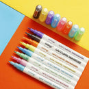 12Colors/Set Drawing Double Line Outline Pen Highlight Marker Pen School Supply