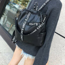 Casual Pu Washed Leather Letters Strip Backpack Korean Large Capacity Trave