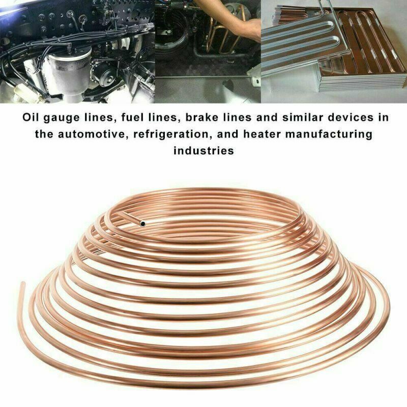 25FT 3/16" Copper Brake Pipe Tube Hose Kits 10mm Fittings Male+Female Nuts J Ew