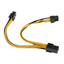 6 Pin To 2x PCIE 6 Pin Graphics Video Card Power Splitter Extension Cable