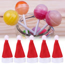 10pcs Christmas Decorations Mini Santa Claus Hats Xmas Cute Soft Candy Top A