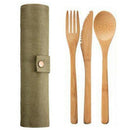 Reusable Bamboo Cutlery Set Portable Tableware Wooden Cutlery Fork Spoon Kn