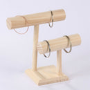 2-Tier Wooden T-Bar Jewelry Bracelet Watch Bangle Necklace Display Holder S