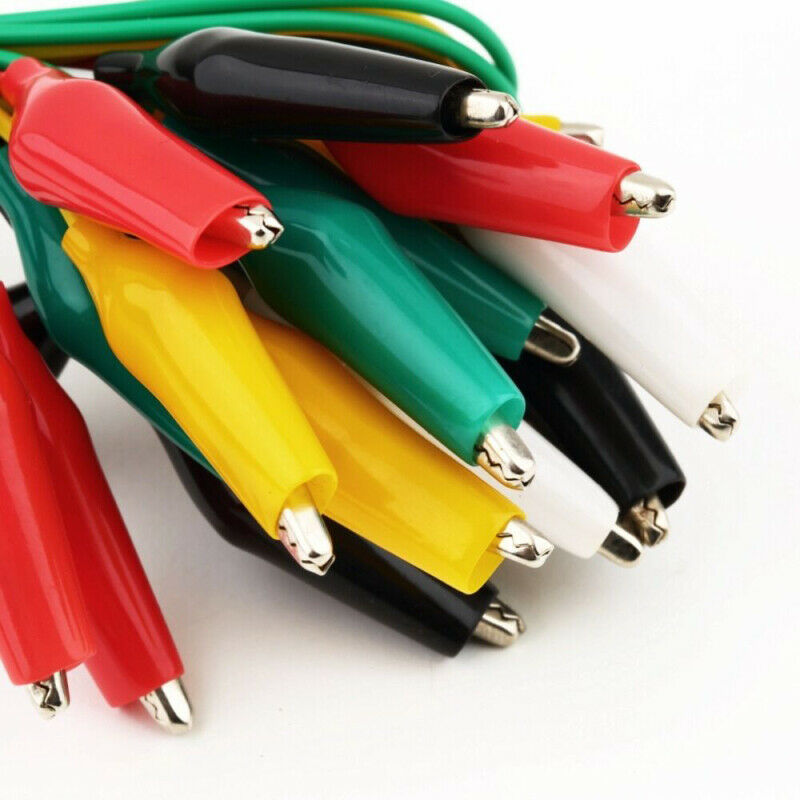 20pcs Alligator Crocodile Clip Test Lead 5 Coloured Cable Wire Double End Jumper