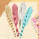 Gel Pen Metal Novelty Feather Pattern Fine Stick Ballpoint Pen Black Ink Pa J7Q1
