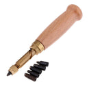 DIY Screw Punch Bookbinding Drill Tool Wood Handle for Leather Belt 1.5-4mm