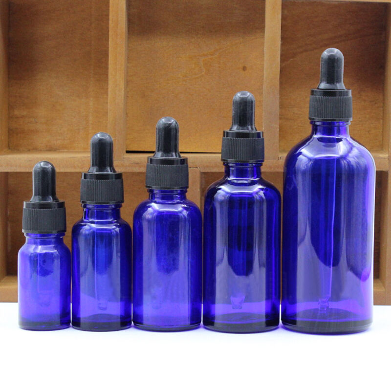 50ML Blue Glass Bottles Eye Dropper For Essential Oil Aromatherapy 1PC Pr k S6E3