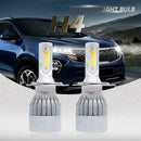 1 Pair H4 LED Car Headlight Bulbs 8000LM 6000k+3000k COB Auto Headlamp Bulbs