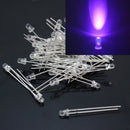 50 pcs 3mm 2 Pin UV/ Purple LED Light Bulb Emitting Diode Lamp Bright DC 3 GIW