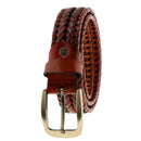 2pcs Unisex Braided Belts Woven Leather Formal Pin Buckle Waistbands Coffee