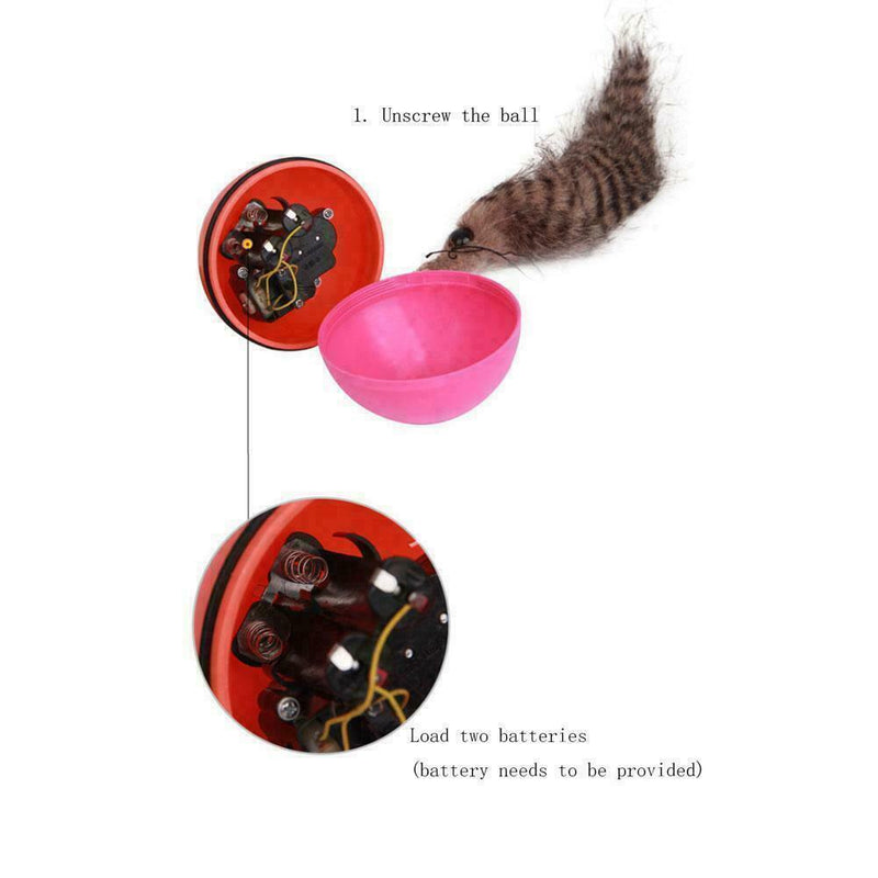Cat Toys Interactive Teaser Chase Moving Weasel Electric Roll Ball Pet Toys J3F9