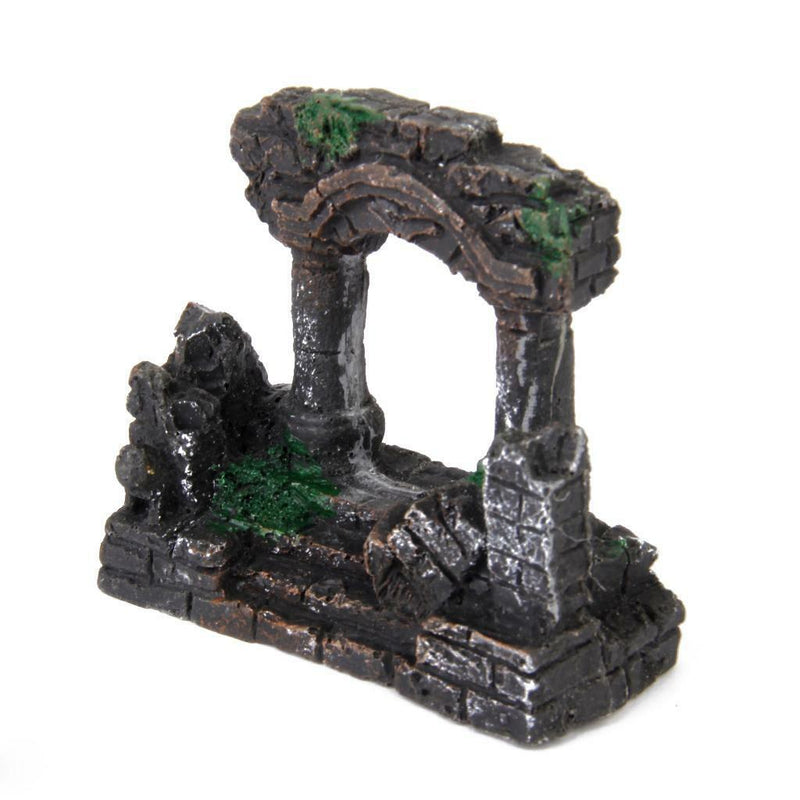 Roman Temple Door Aquarium Fish Tank Ornament Hiding Cave Underwater Decor