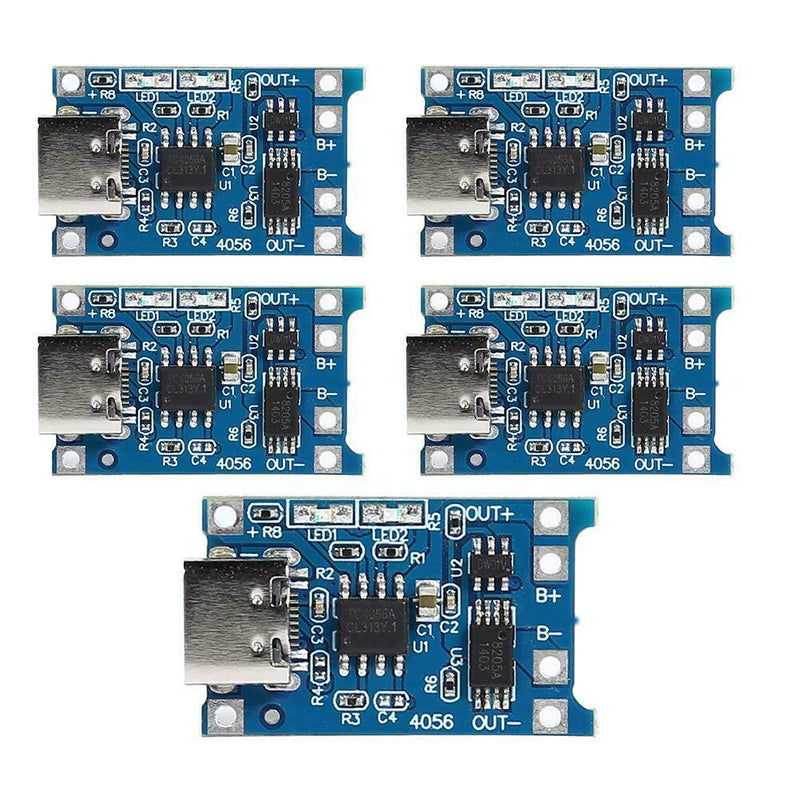 5pcs TP4056 1A Lithium Battery Charger Module Board w/USB Type-C Protection