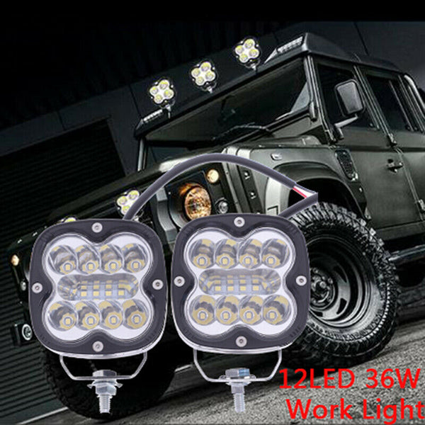2Pcs 3inch 36W 12LED Work Light Bar Spot Beam Driving Off Road SUV ATV 7000SEAU
