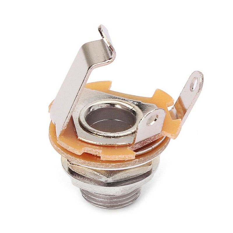 Electric Guitar Nickle Mono Input Output Jack Socket 6.35mm 1/4inches 10 Pcs