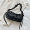 Candy Color Women Handbag Leather Elegant Chain Shoulder Tote Bag (Black)