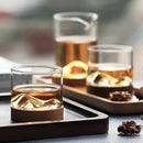 Irish Whiskey Wine Cup Small Mountain with Wooden Base Unique Gift Glass Cu U7N1