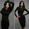 Women Sexy Black Long Sleeve Casual Party Cocktail Evening Mini Dress XL