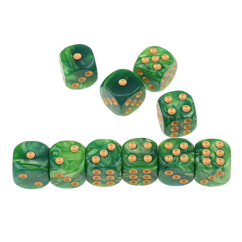 10Pcs Yellow Six Sided D6 Dice Dies for Dungeons & Dragons Role Play Accs
