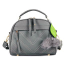 Pure Color Hair Ball Pendant Shoulder Handbags Women Crossbody Bags (Grey)