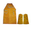 Welder Apron Heat Insulation Cowhide Leather +1 Pair Yellow Welding Gloves
