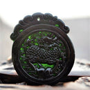 Natural Black Green Jade Carving Unicorn Qilin Good Luck Amulet Pendant Gift