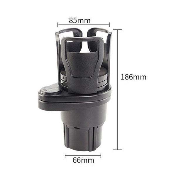 Car Dual Cup Holder Sunglasses Phone Organizer Water Bottle Holder (Black)