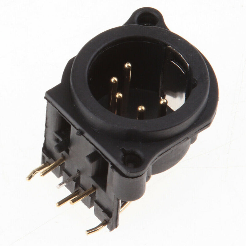 Curved XLR 5Pins Male Chassis Panel Mounted Socket Adapter for DMX MIC