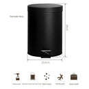 5L Round Metal Step Trash Can Bathroom Silent Wastebasket Garbage Bin Black