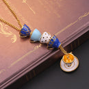 Woman Long Sweater Chain Tea Cup Pendant Necklace Enamel Charm Jewelry Gif%!