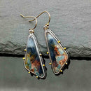 Women's Natural Volcanic Rock Amber Hanging Earrings Ring Fashion Jewelry G L0U2