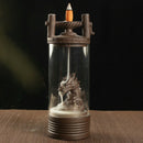 The New Dragon Backflow Incense Burner Auspicious Glass Cover Teahouse Orna L1F5