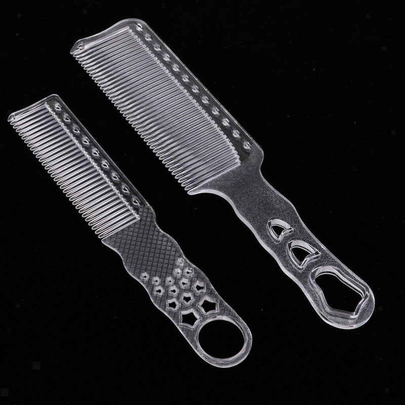 Clear Plastic Anti-static Barber Hairdressing Clipper Comb, Flat Top Fine