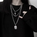 Cross Pendant Metal Long Chain Punk Necklace Fashion Women men JewelryGifts- OZ