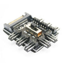 Splitter Cooling Fan Hub PC SATA 1 to 8 3Pin 12V Power Socket PCB Adapter