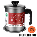 1.7L Stainless Oil Filter Pot Container Can Grease Dripping Strainer Separator