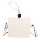 Fashion Women Shoulder Handbag PU Leather Solid Color Crossbody Bag (White)