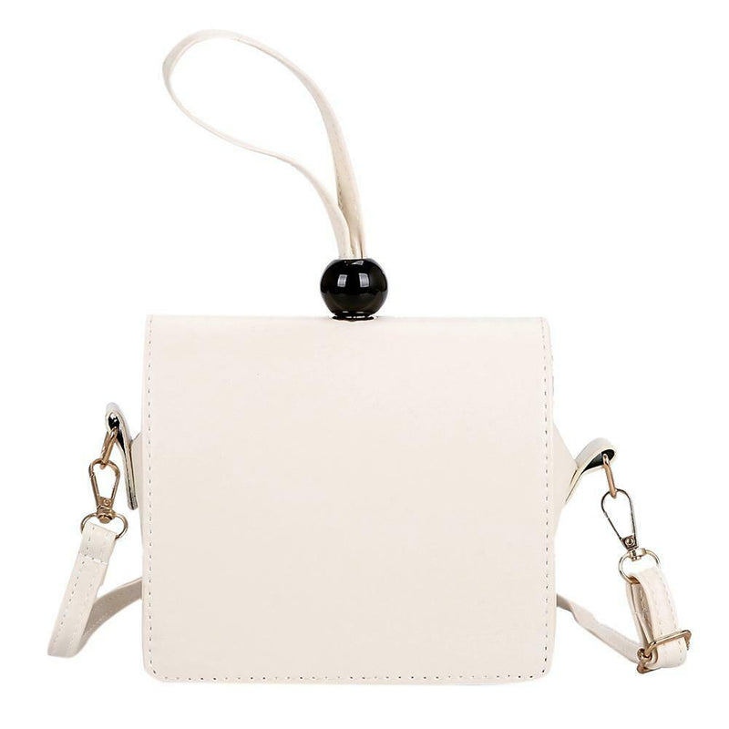 Fashion Women Shoulder Handbag PU Leather Solid Color Crossbody Bag (White)