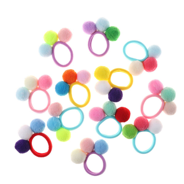 2Pcs Cute 3 Balls Elastics Hair Holders Bands Gum Fashion Kids Children Cand#+