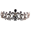 Black Crown Wedding Tiara Headband Rhinestones Bridal Hair Accessories Vint