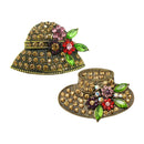 2 Pieces. Women's Fashion Brooch Hat-shaped With Red Crystal Embellishment