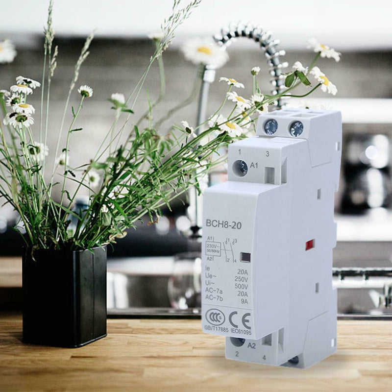 AC Contactor Relay 2P 20A 230V 2NO 60HZ Din Rail Household Durable AC Contactor