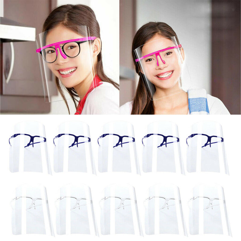 10 Pieces Full Face Shield Guard Guard Goggles Glasses Frame Dustproof