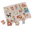 2 Set Wooden Peg Puzzle Traffic & Farm Animal Jigsaw Preschool Learning Toys