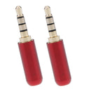 2Pcs 3.5mm 1/8" Male Jack Mini Red Audio Plug Male Stereo Adaptor DIY Soldering