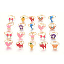 20x Girl Kids Child Cute Cartoon Adjustable Rings Crystal Ring Jewelry Wholesale