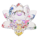 Crystal Lotus Flower Buddhist Ornament Feng Shui Art Glass Paperweight Multi